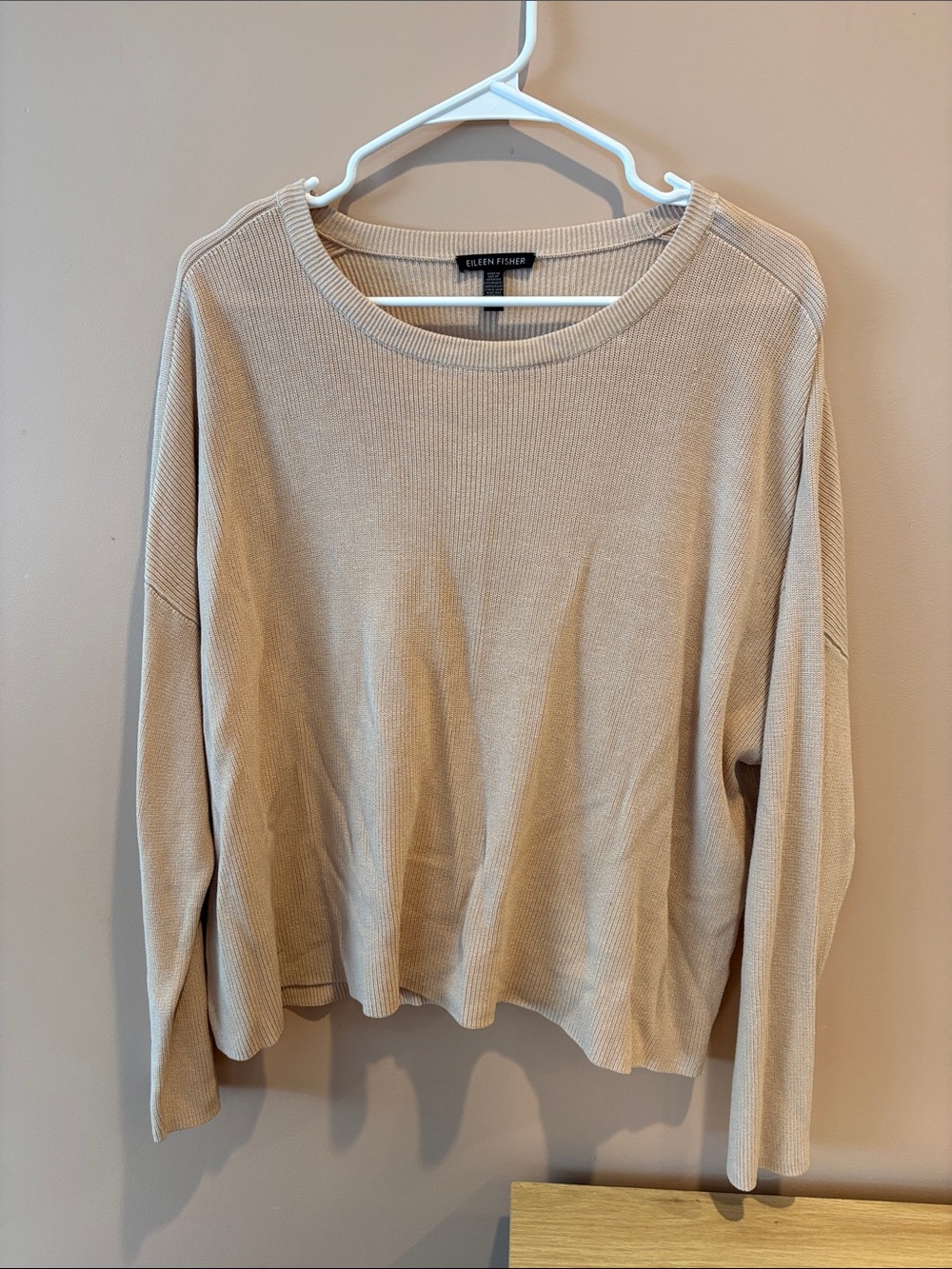 Eileen Fisher Neutral Ribbed Crewneck Sweater - Taupe